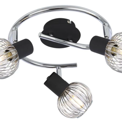 Stropní bodové osvětlení OSLO - 3xE14, 40W, kruhové, černé / chromované