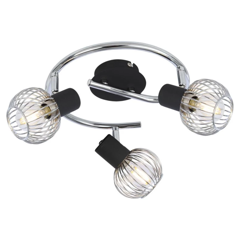 Stropní bodové osvětlení OSLO - 3xE14, 40W, kruhové, černé / chromované