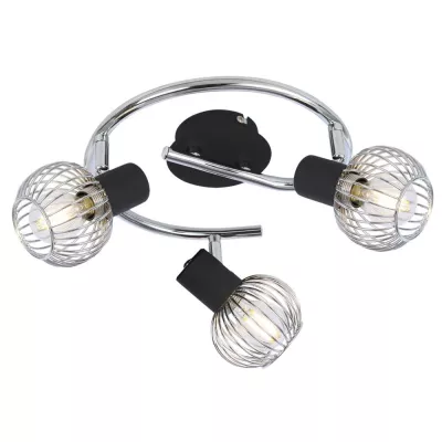 Stropní bodové osvětlení OSLO - 3xE14, 40W, kruhové, černé / chromované