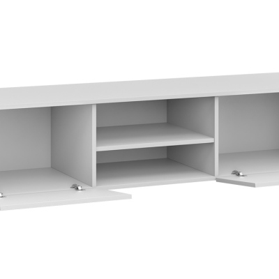 VÝPRODEJ - Televizní stolek s LED osvětlením FERNS 9 - bílý / lesklý černý