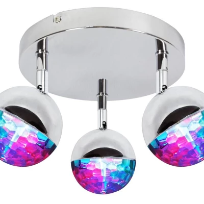 Stropní LED bodové kulaté osvětlení PARTY - 3x3W, RGB, chromované