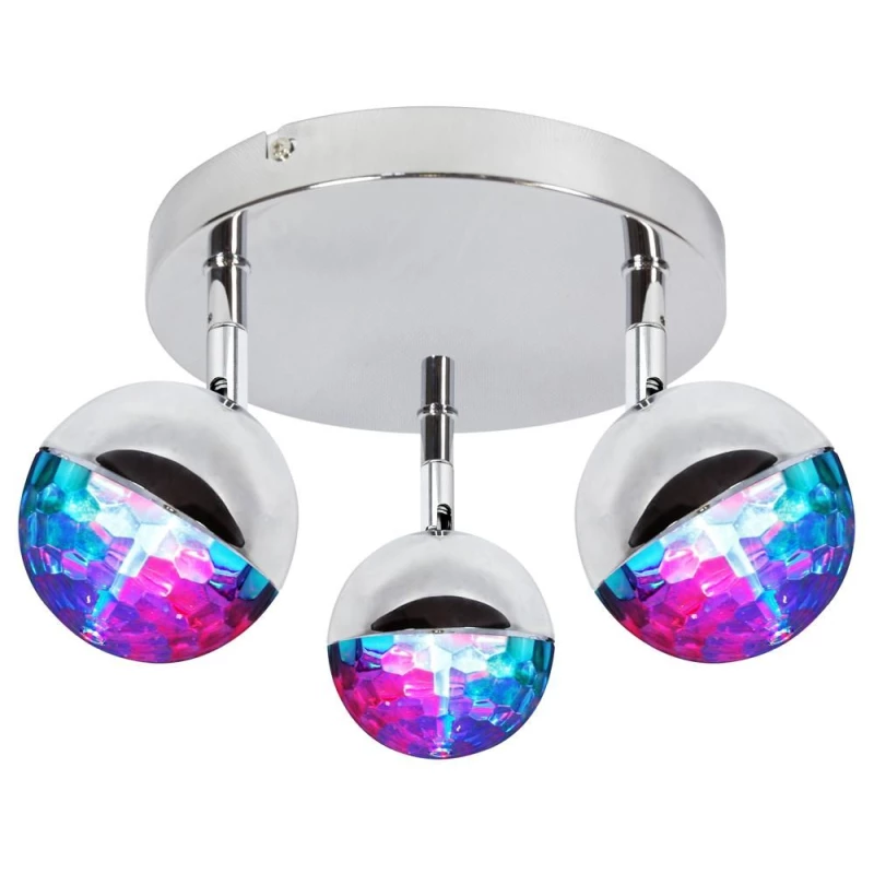 Stropní LED bodové kulaté osvětlení PARTY - 3x3W, RGB, chromované