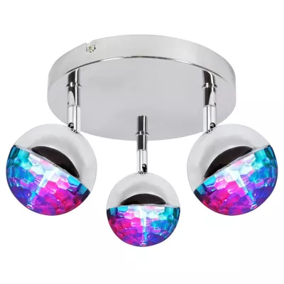 Stropní LED bodové kulaté osvětlení PARTY - 3x3W, RGB, chromované