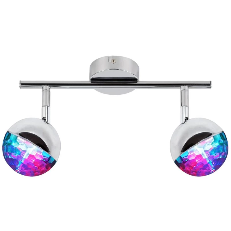 Nástěnné / stropní LED bodové osvětlení PARTY - 2x3W, RGB, chromované