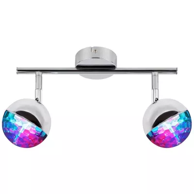 Nástěnné / stropní LED bodové osvětlení PARTY - 2x3W, RGB, chromované