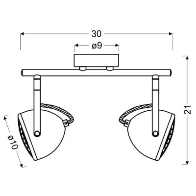Nástěnné / stropní industriální bodové svítidlo PENT - 2xGU10, 50W, šedé