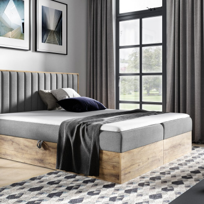 VÝPRODEJ - Boxspringová postel CHANTELLE 4 - 160x200, šedá + topper ZDARMA