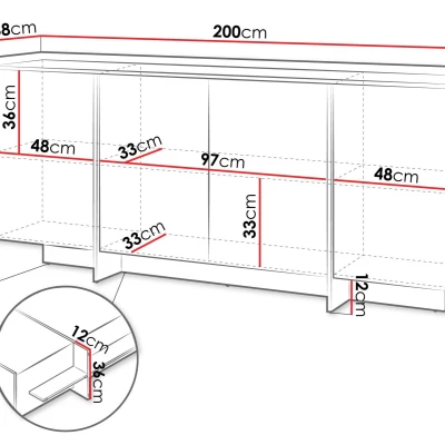 Široká komoda s dvířky DESMONES - dub cremona