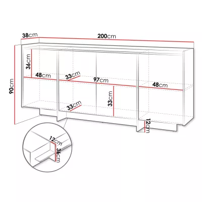 Široká komoda s dvířky DESMONES - dub cremona