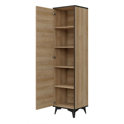 VÝPRODEJ - Úzká policová šatní skříň 48 cm BIBLIS - dub riviera