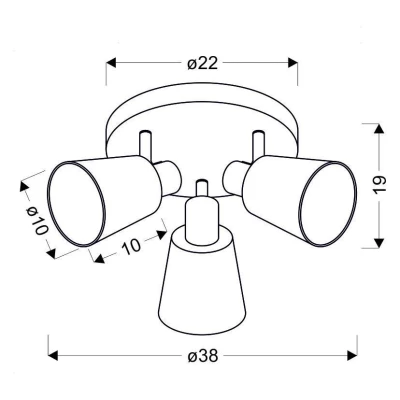 Moderní bodové stropní světlo PIN - 3xE14, 40W, chromované