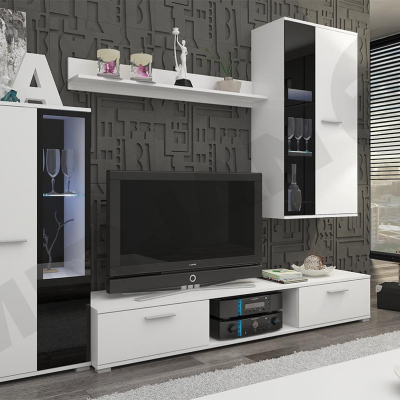 VÝPRODEJ - Moderní obývací stěna s LED osvětlením VOLDA - bílá