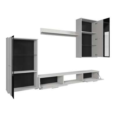 VÝPRODEJ - Moderní obývací stěna s LED osvětlením VOLDA - bílá