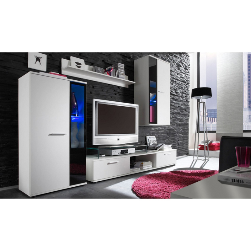 VÝPRODEJ - Moderní obývací stěna s LED osvětlením VOLDA - bílá