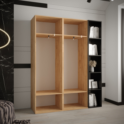 VÝPRODEJ - Skříně s regálem do předsíně HARRISON 2 - dub zlatý, černé