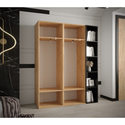 VÝPRODEJ - Skříně s regálem do předsíně HARRISON 2 - dub zlatý, černé