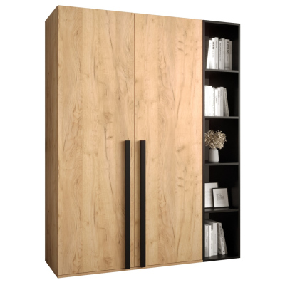 VÝPRODEJ - Skříně s regálem do předsíně HARRISON 2 - dub zlatý, černé