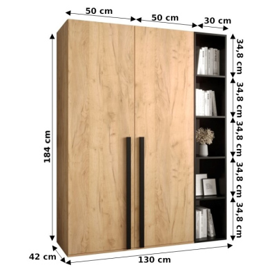 VÝPRODEJ - Skříně s regálem do předsíně HARRISON 2 - dub zlatý, černé