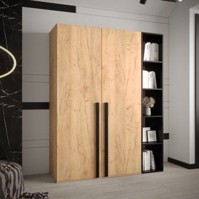 VÝPRODEJ - Skříně s regálem do předsíně HARRISON 2 - dub zlatý, černé