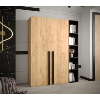 VÝPRODEJ - Skříně s regálem do předsíně HARRISON 2 - dub zlatý, černé