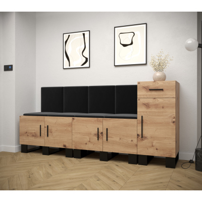 VÝPRODEJ - Předsíňová sestava RUMIE 17 - dub artisan, černé panely
