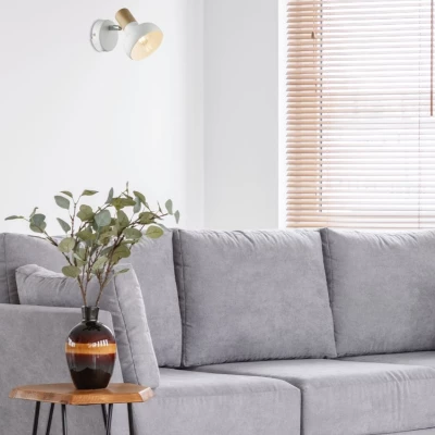 Skandinávské bodové nástěnné svítidlo PUERTO - 1xE14, 40W, hnědé / bílé