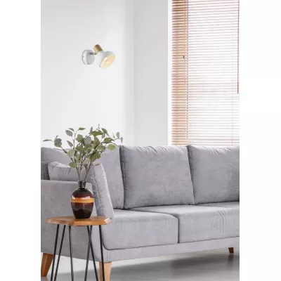 Skandinávské bodové nástěnné svítidlo PUERTO - 1xE14, 40W, hnědé / bílé