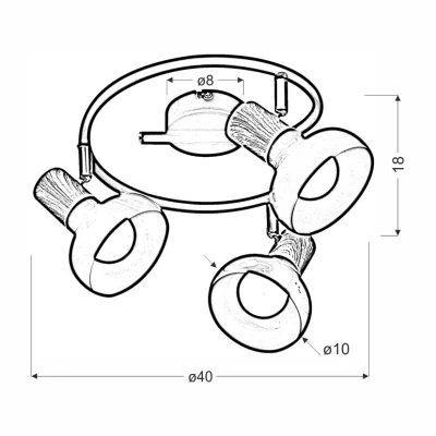 Skandinávské bodové stropní světlo PUERTO - 3xE14, 40W, hnědé / bílé