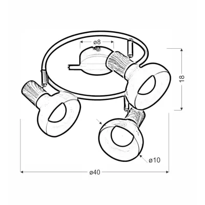 Skandinávské bodové stropní světlo PUERTO - 3xE14, 40W, hnědé / bílé