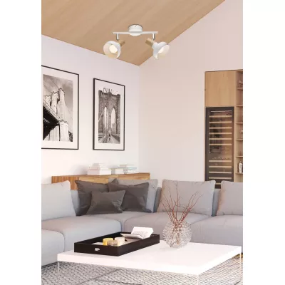 Skandinávské bodové nástěnné / stropní svítidlo PUERTO - 2xE14, 40W, hnědé / bílé