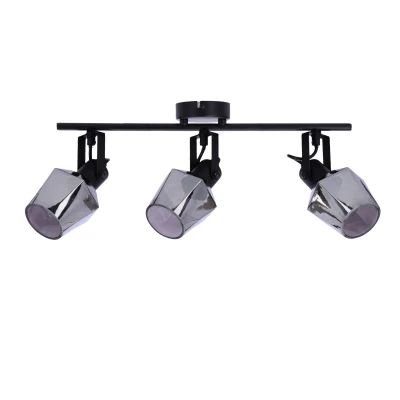 Stropní bodové svítidlo RANDI - 3xE14, 40W, černé / kouřové sklo