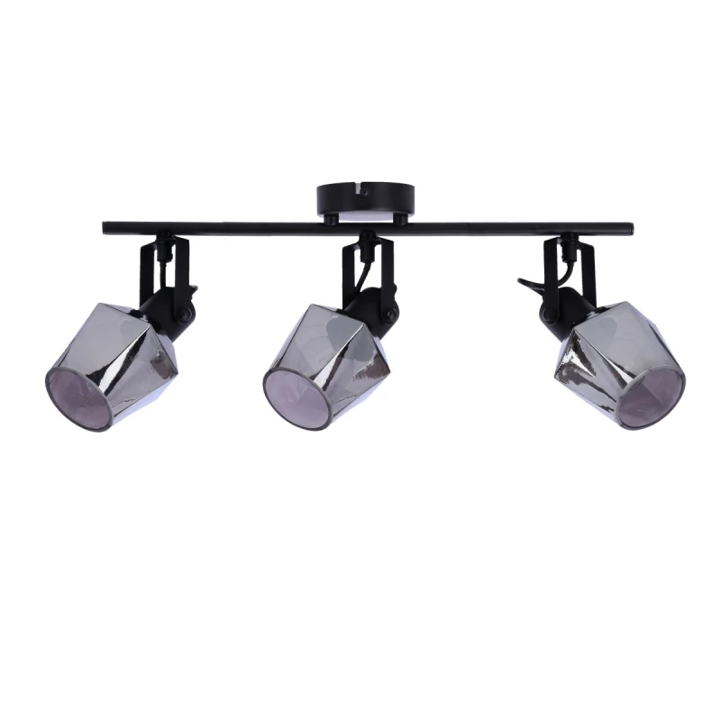 Stropní bodové svítidlo RANDI - 3xE14, 40W, černé / kouřové sklo