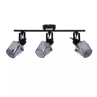 Stropní bodové svítidlo RANDI - 3xE14, 40W, černé / kouřové sklo