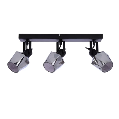 Stropní bodové svítidlo RANDI - 3xE14, 40W, černé / kouřové sklo