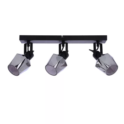 Stropní bodové svítidlo RANDI - 3xE14, 40W, černé / kouřové sklo