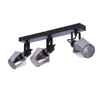 Stropní bodové svítidlo RANDI - 3xE14, 40W, černé / kouřové sklo