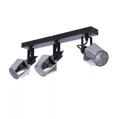 Stropní bodové svítidlo RANDI - 3xE14, 40W, černé / kouřové sklo