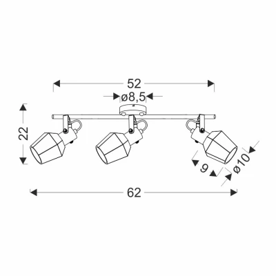 Stropní bodové svítidlo RANDI - 3xE14, 40W, černé / kouřové sklo