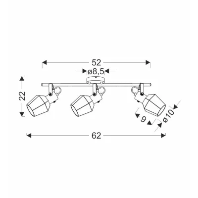 Stropní bodové svítidlo RANDI - 3xE14, 40W, černé / kouřové sklo