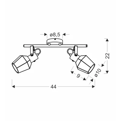 Stropní / nástěnné bodové svítidlo RANDI - 2xE14, 40W, černé / kouřové sklo