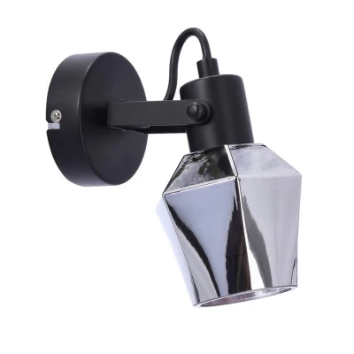 Moderní nástěnné bodové svítidlo RANDI - 1xE14, 40W, černé / kouřové sklo