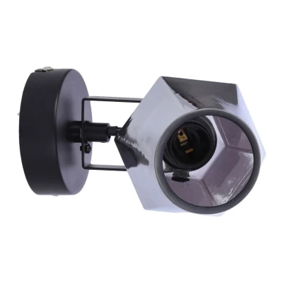 Moderní nástěnné bodové svítidlo RANDI - 1xE14, 40W, černé / kouřové sklo