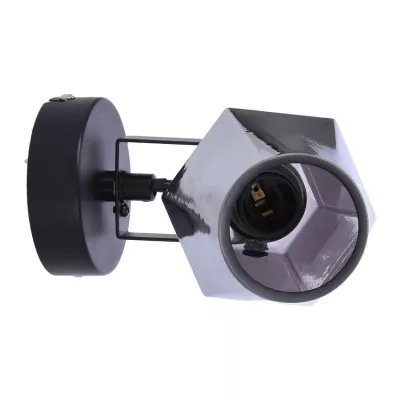 Moderní nástěnné bodové svítidlo RANDI - 1xE14, 40W, černé / kouřové sklo