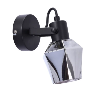 Moderní nástěnné bodové svítidlo RANDI - 1xE14, 40W, černé / kouřové sklo