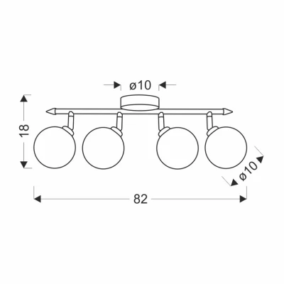 Stropní bodové svítidlo RODIA - 4xG9, 40W, stříbrné / grafitové sklo
