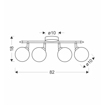 Stropní bodové svítidlo RODIA - 4xG9, 40W, stříbrné / grafitové sklo