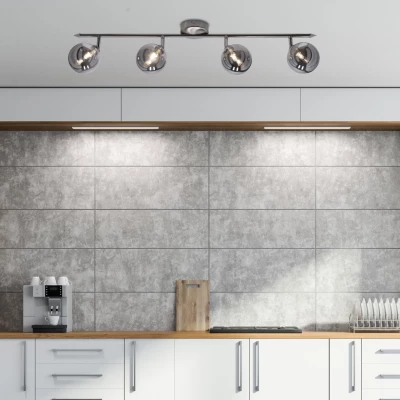 Stropní bodové svítidlo RODIA - 4xG9, 40W, stříbrné / grafitové sklo