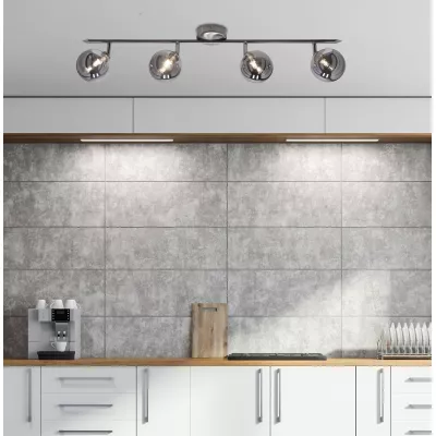 Stropní bodové svítidlo RODIA - 4xG9, 40W, stříbrné / grafitové sklo