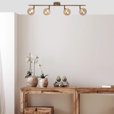 Stropní bodové svítidlo RODIA - 4xG9, 40W, patina / jantarové sklo