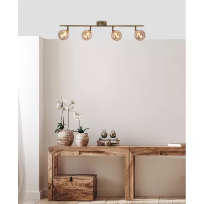 Stropní bodové svítidlo RODIA - 4xG9, 40W, patina / jantarové sklo